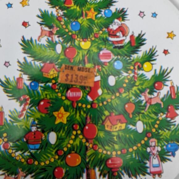 Vintage Christmas Santa Tray 9.5" Cookie Candy Serving Scallop Holiday MCM Decor - Picture 7 of 16